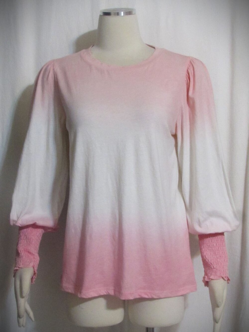 NEW Women's Ladies CROWN & IVY Pink & White Mock T Neck Top Shirt PM ORIG $34
